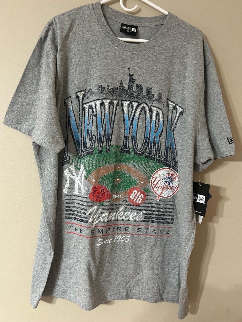 New Era heather grey New York Yankees tee